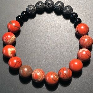 Red Jasper x Lava Stone x Onyx Bracelet